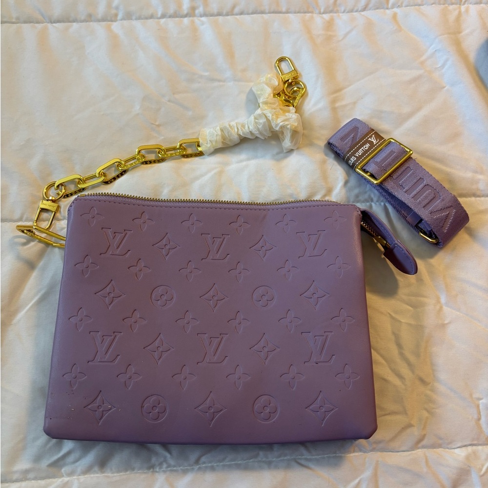 Louis Vuitton Lavender Clutch with Gold Chain